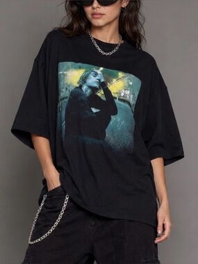 JUSTIN BIEBER • Black/Multi Justice Short Sleeve Crewneck Tee, S